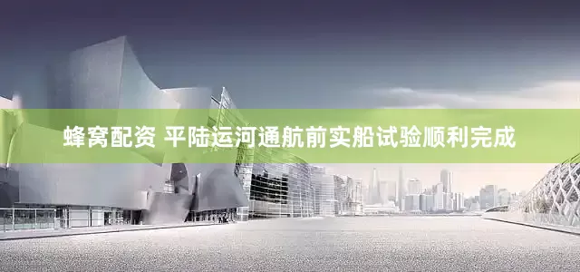 蜂窝配资 平陆运河通航前实船试验顺利完成